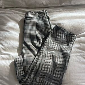 H&M Gray Dress Pants with Plaid Pattern and Textured Fabric